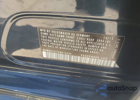 2014 Volkswagen Golf 2.5L из США, поврежденный, VIN WVWDB7AJ1EW010200